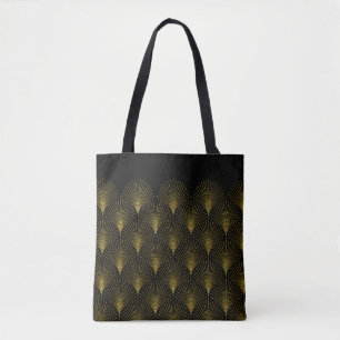 Svart och Guld Art-Deco Geometric Mönster Tygkasse