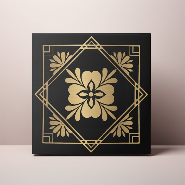 Svart och guld Art Deco Kakelplatta (Skapare uppladdad)