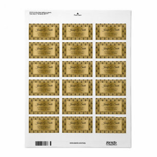 Svart och guld art-deco mönster adressetikett