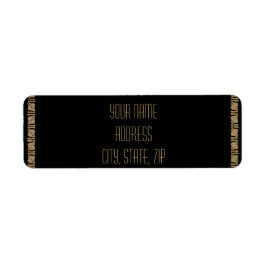 Svart och Guld Art Deco Peacock Returadress Etikett