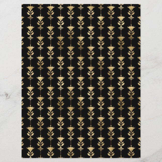 Svart och Guld Art Deco-skrapbok Papprare Lakan (Baksida)