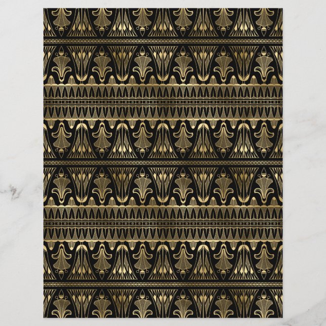 Svart och Guld Art Deco-skrapbok Papprare Lakan (Baksida)