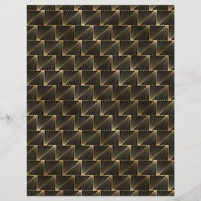 Svart och Guld Art Deco-skrapbok Papprare Lakan (Baksida)