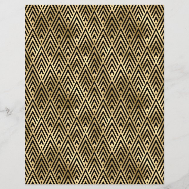 Svart och Guld Art Deco-skrapbok Papprare Lakan (Baksida)