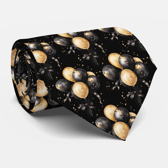 Svart och guld ballong halsduk slips (Rullad)