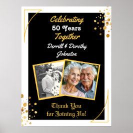 Svart och Guld-ballonger 50-årsdagen Poster