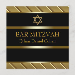 Svart och guld Bar Mitzvah Inbjudningar
