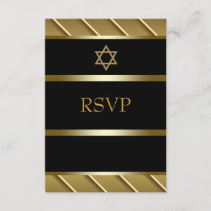 Svart och guld Bar Mitzvah RSVP OSA Kort