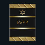 Svart och guld Bar Mitzvah-svar OSA Kort<br><div class="desc">Elegant svart och guld Bar Mitzvah-svar.</div>