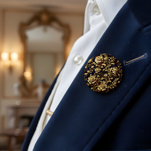Svart och Guld Baroque Blommigt Art-knapp Knapp