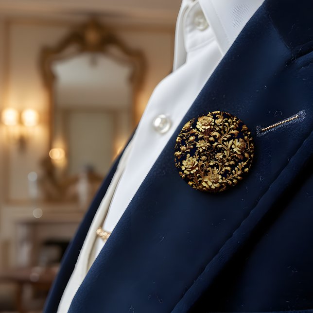 Svart och Guld Baroque Blommigt Art-knapp Knapp (Skapare uppladdad)