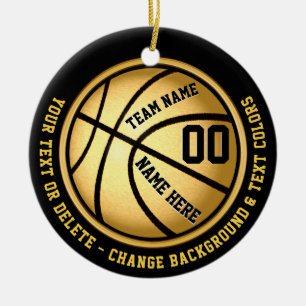 Svart och guld- basketprydnad eller dina FÄRGER Julgransprydnad Keramik