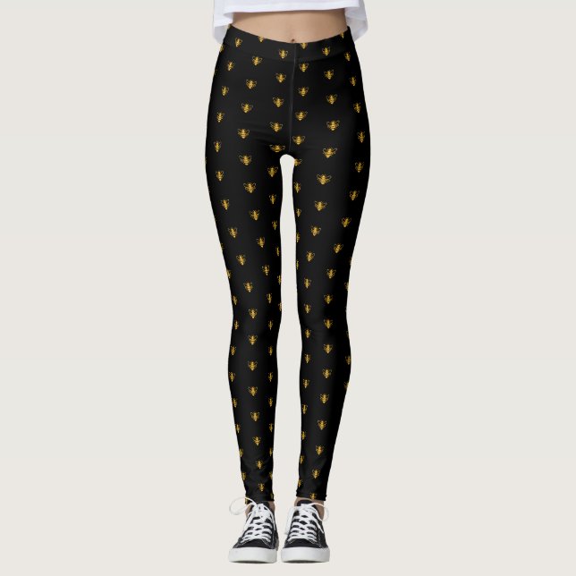 Svart- och Guld-bibalkar Leggings (Framsida)