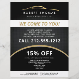 Svart och Guld Biltvätt, Folder för Biltvätt Detai Reklamblad