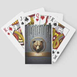 Svart Och Guld Björn Anpassad Namn Design 🐻 Casinokort