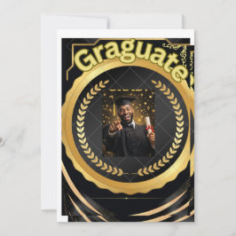 Svart och guld blommig inbjudningskort | Elegant L