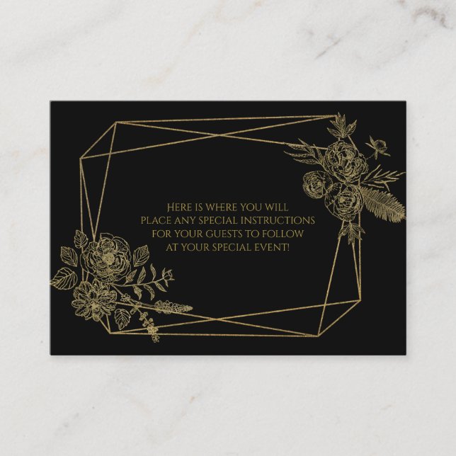 Svart och guld blommig tilläggskort (Framsida)