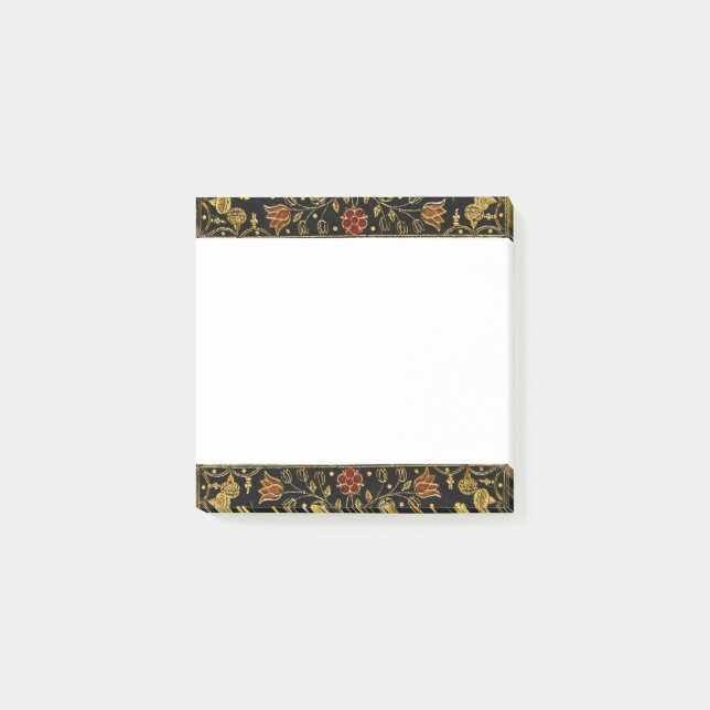 Svart och guld blommig tryck falla post-it block (Framsida)