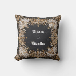 Svart och Guld Blommigt Luxe Bröllop Sticker Kudde