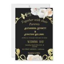 Svart och Guld Blommigt Modern Boho Bröllop