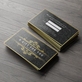 Svart och Guld Blommigt-skadecertifikat Linen Gift Rabattkort