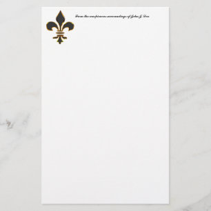 Svart och guld- brevpapper Fleur-de-Lis