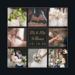 Svart och Guld Bröllop fotokollage Magnet<br><div class="desc">Anpassa med dina åtta favoritfoton från bröllop,  namn och speciella datum för att skapa ett unikt fotokollage,  ett unikt minne och en unik present. En underbar keepy att uppskatta! Designad av Thisisnotme©</div>