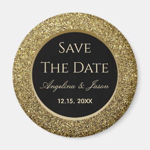 Svart och guld bröllop Save The Date Magnet