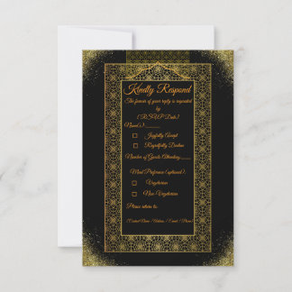 Svart och Guld Bröllops RSVP-kort | Elegant Inbjudningar