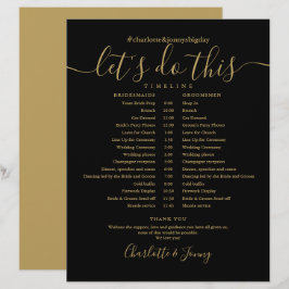 Svart och guld bröllopsschema tidslinje