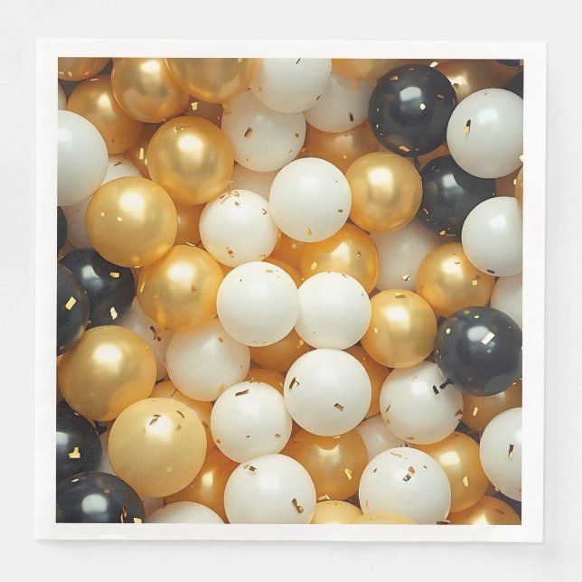 Svart och Guld-bubblor Pappersservett (Framsida)
