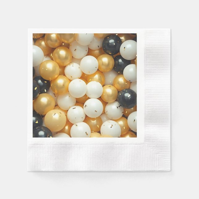 Svart och Guld-bubblor Pappersservett (Framsidan)