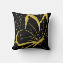Svart och Guld Butterfly Gnistra Pillow