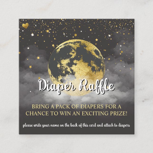Svart och Guld Celestial Baby Shower Diaper Raffle Tilläggskort (Framsida)