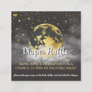 Svart och Guld Celestial Baby Shower Diaper Raffle Tilläggskort
