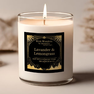 Svart och Guld Celestial Candle Fyrkantigt Klistermärke