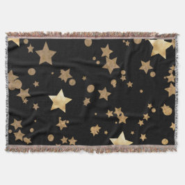 Svart och Guld Celestial Stars och Polka dots Filt