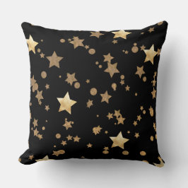 Svart och Guld Celestial Stars och Polka dots Kudde