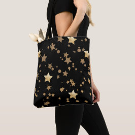 Svart och Guld Celestial Stars och Polka dots Tygkasse