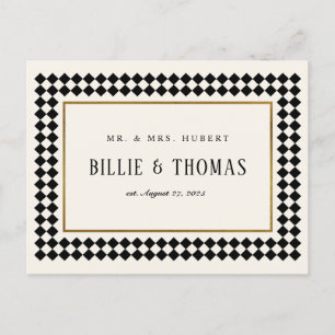 Svart och Guld Checkerboard Gräns Photo Tack Vykort