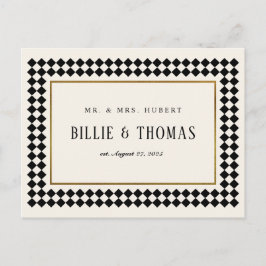 Svart och Guld Checkerboard Gräns Photo Tack Vykort