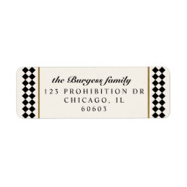 Svart och Guld Checkerboard Gräns Returadress Etikett