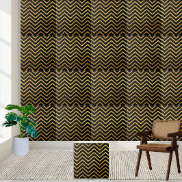 Svart och Guld Chevron Mönster Tile Kakelplatta