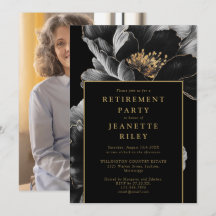 Svart och guld chic blomster tema pensionsfest fot