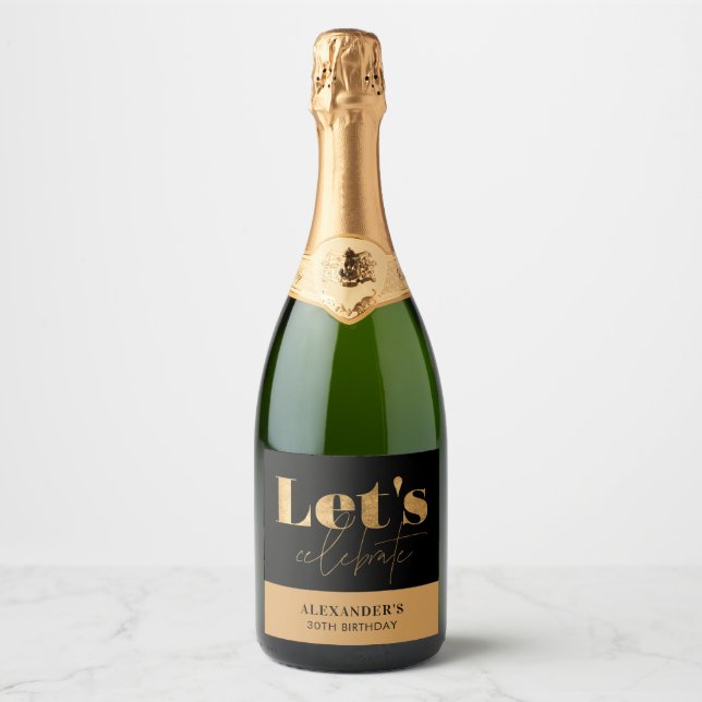 Svart och guld Chic Låt oss fira Födelsedag  (Framsida)