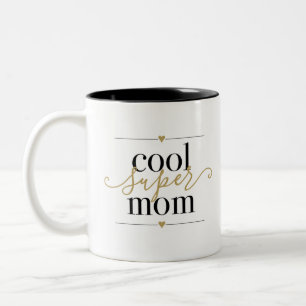 Svart och guld Cool Super Mamma Modern Elegant Två-Tonad Mugg