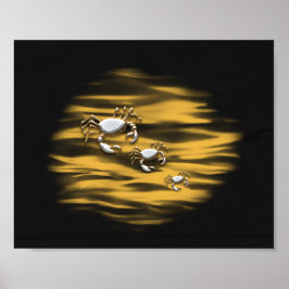 Svart och Guld Crabs Tropical Printable Art Poster