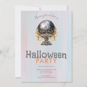 Svart och Guld Crystal Boll Halloween fest Inbjudningar