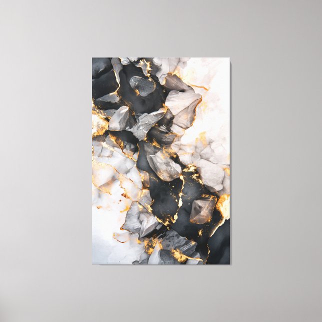 Svart och Guld Crystals Canvastryck (Framsida)