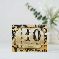 Svart och guld Damask virvlar Bord nummer